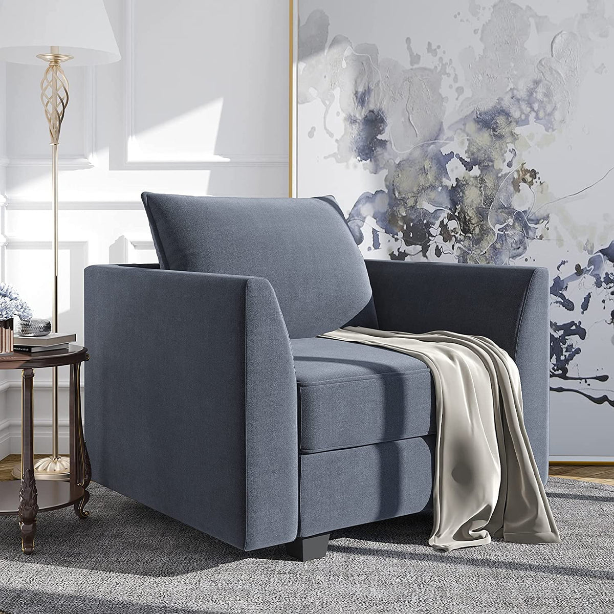 Upholstered Fabric Accent Chair with Pillow D965826