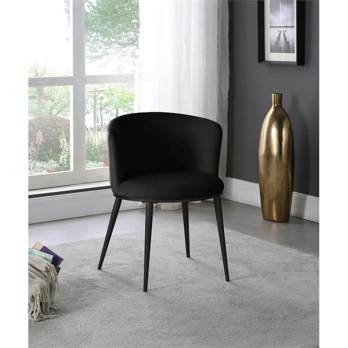 Black Velvet Dining Chair Set of 2 U878297