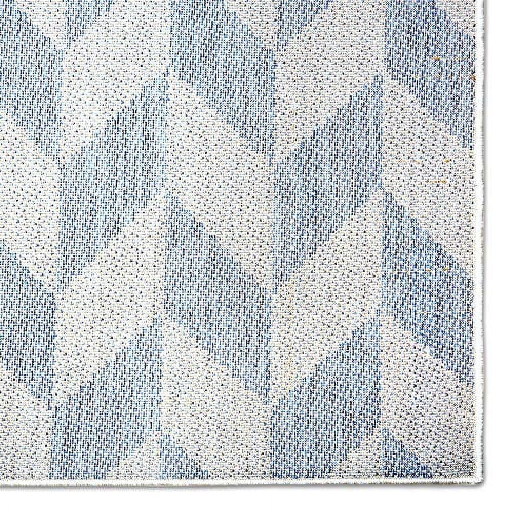 Blue Grey Herringbone Indoor/Outdoor Area Rug C5032