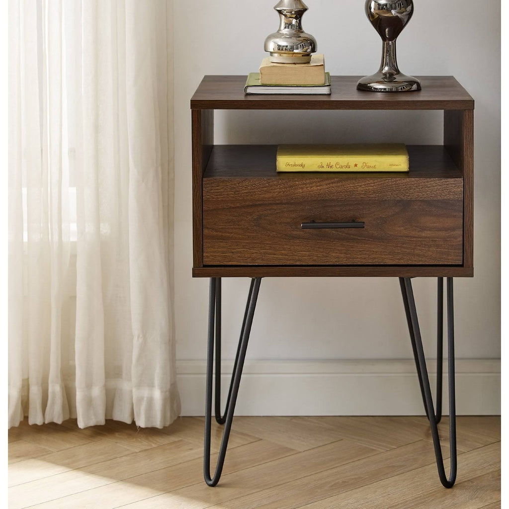 18-inch 1-Drawer Hairpin Side Table - Slate Grey U679409