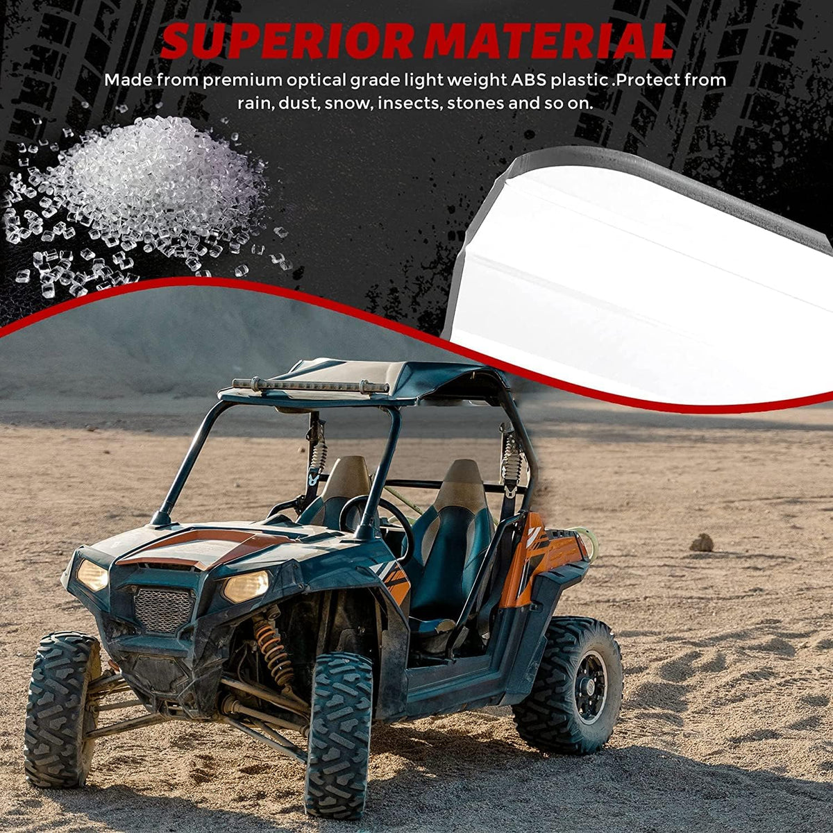 Flip Windshield for Polaris Ranger 1000 Front 2-in-1 Fold Down Clear Windscreen O146
