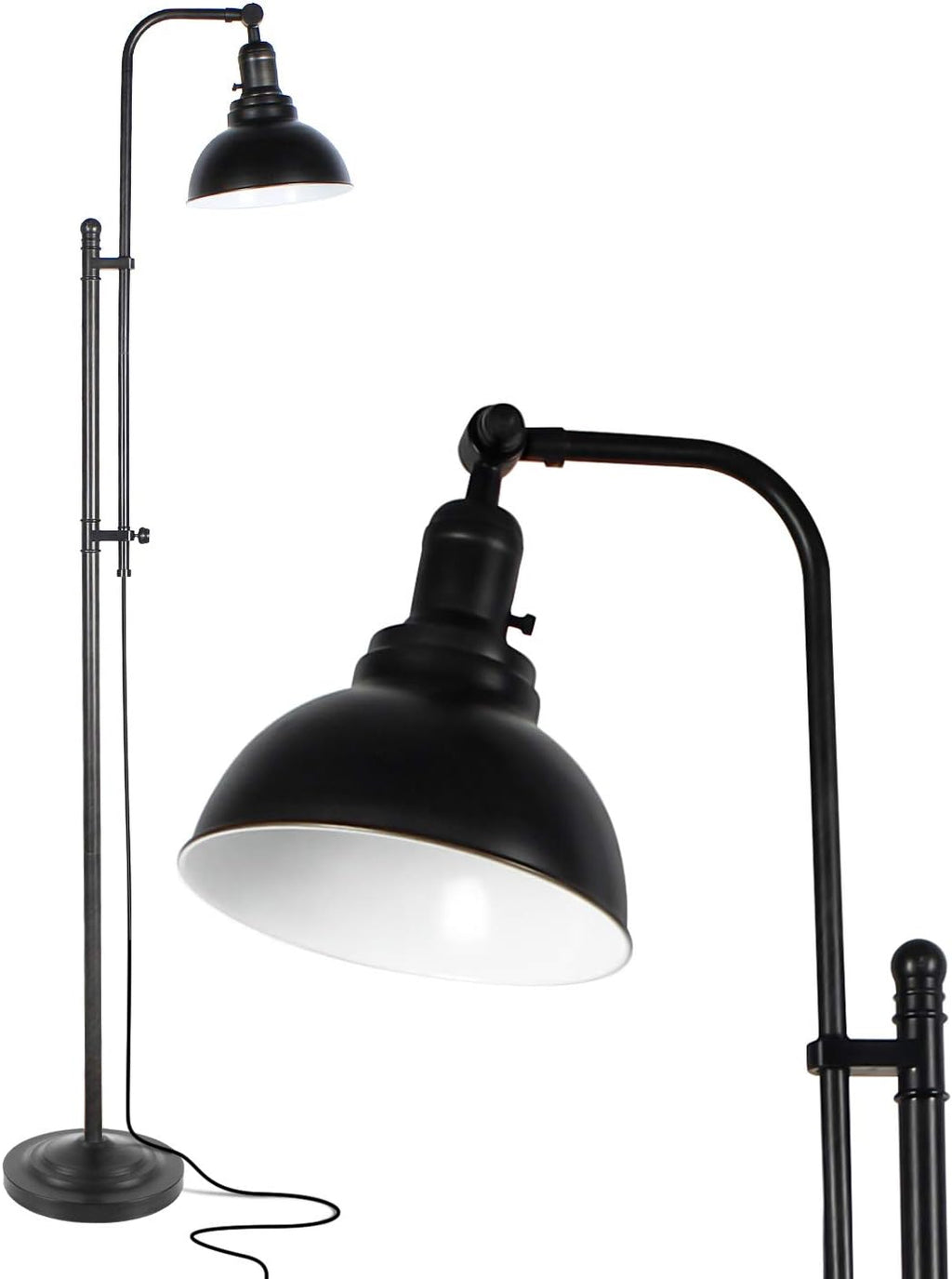 Industrial Floor Lamp Metal Black Standing Lamp with On/Off Switch U6856