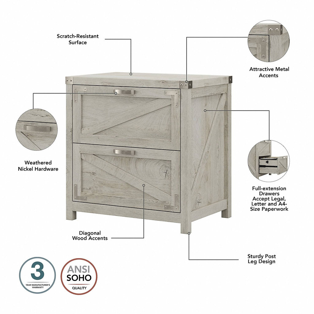Farmhouse Writing Desk with 2 Drawer Lateral File Cabinet L487805
