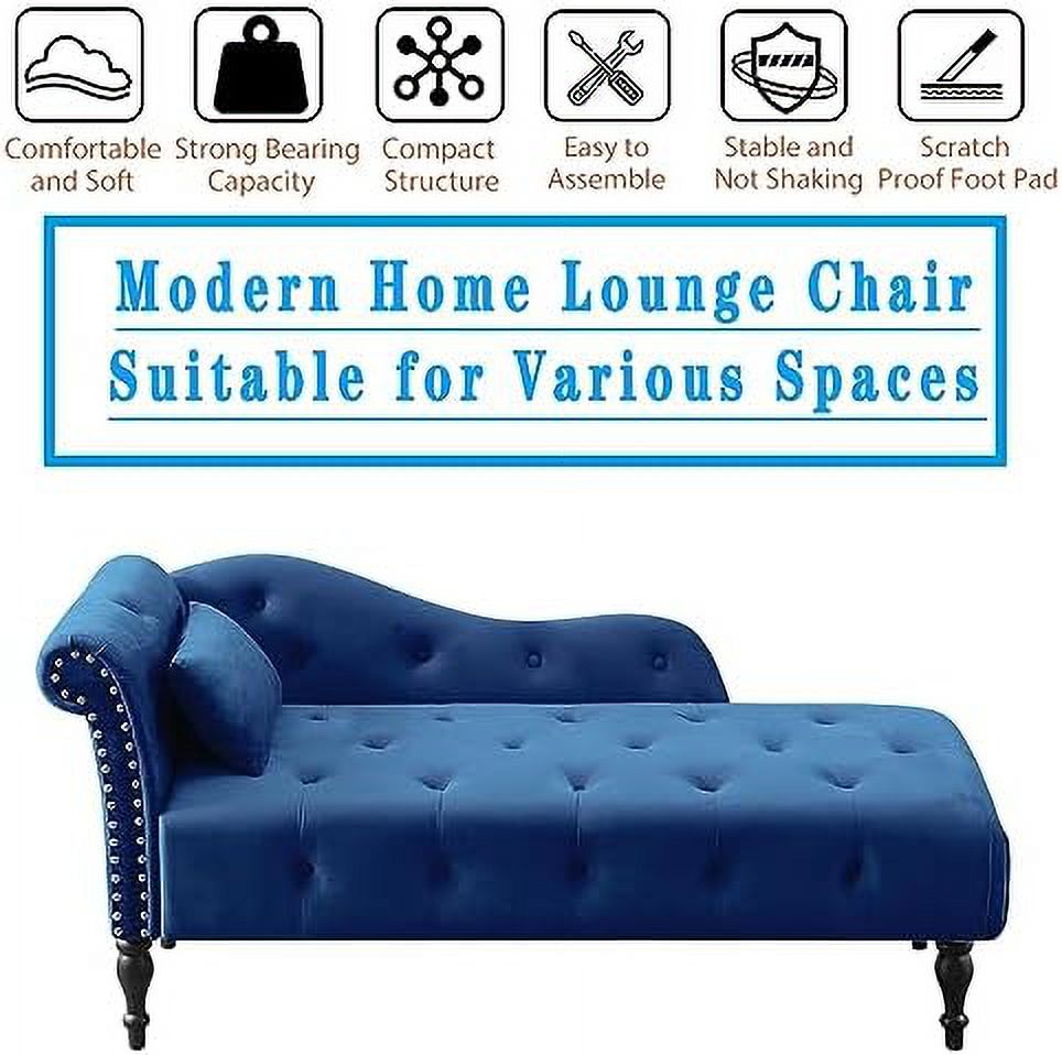 Grey Velvet Rolled Arm Chaise Lounge with Pillow M5521