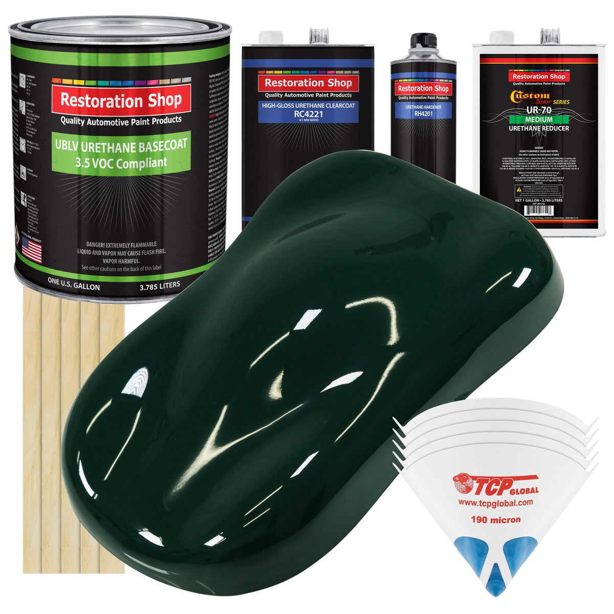 British Racing Green Urethane Basecoat Clearcoat Car Auto Paint Medium Gallon Kit J20772