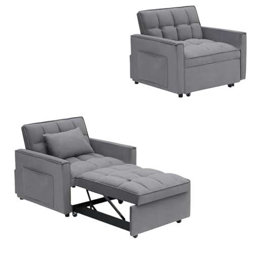 Dark Gray Velvet Convertible Sleeper Chair C367