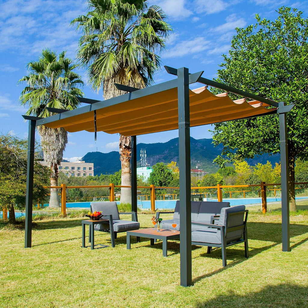Aluminum Retractable Outdoor Pergola 10x10ft S291