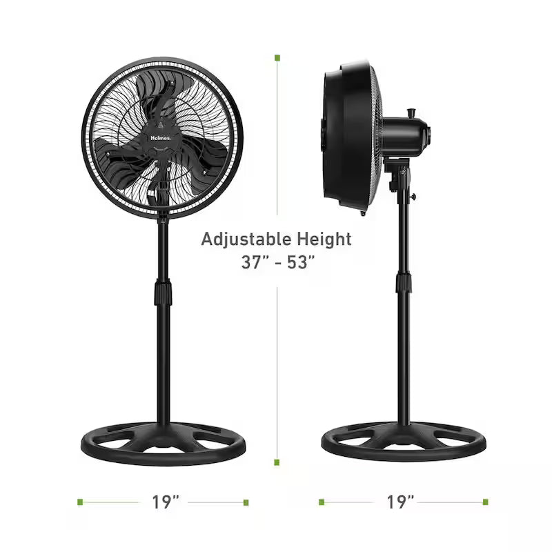 16 in. Oscillating Misting Stand Fan Black 3 Speed with Adjustable Height Q408