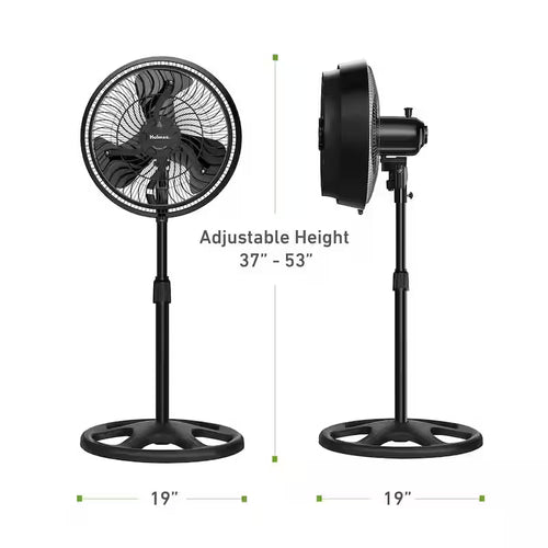 16 in. Oscillating Misting Stand Fan Black 3 Speed with Adjustable Height Q408