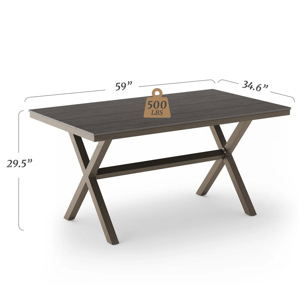 Rectangular Aluminum Plastic Wood Outdoor Patio Dining Table G95904