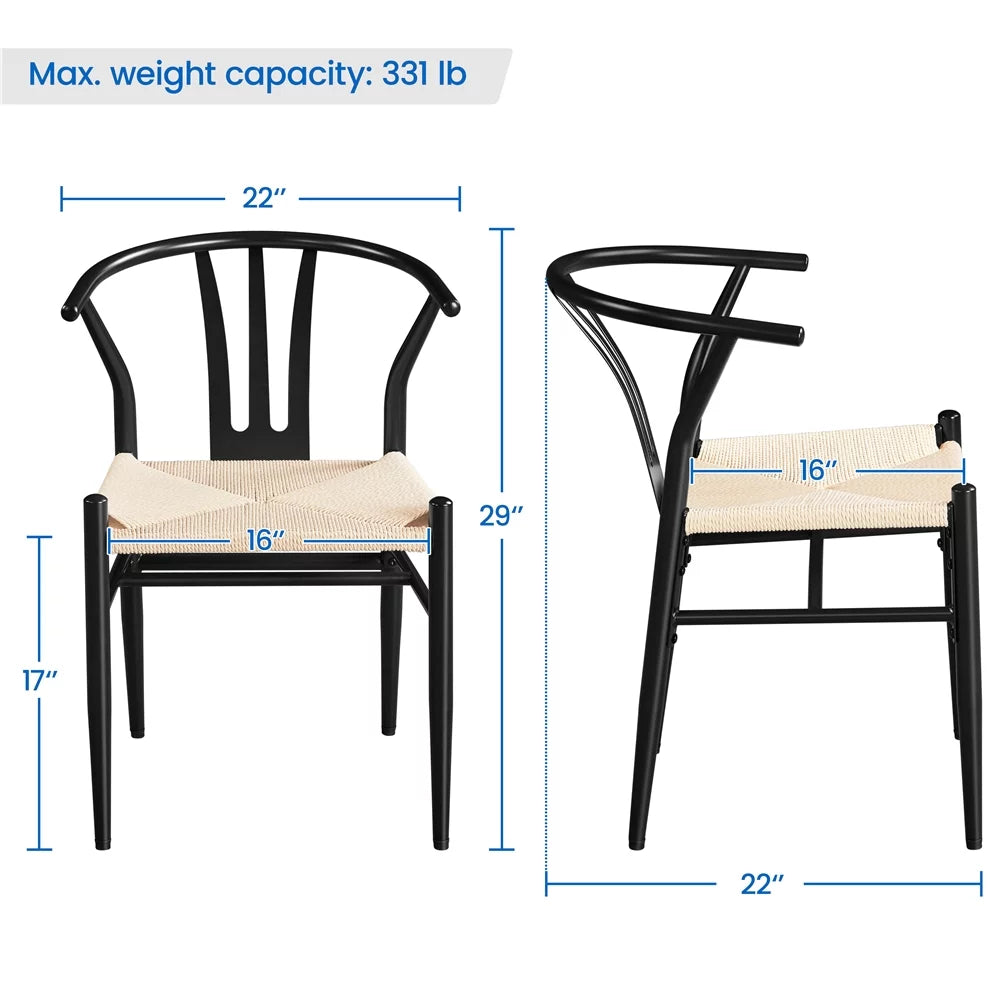 Set of 4 Black Weave Dining Chairs Metal Frame U4286