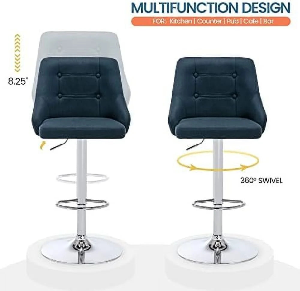 Adjustable Fabric Tufted Swivel Barstool with Back D520