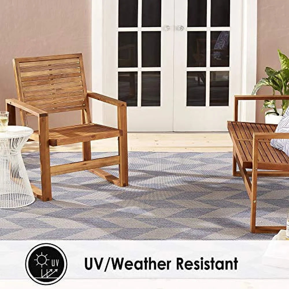 Blue Grey Herringbone Indoor/Outdoor Area Rug C5032