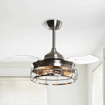 Blade Caged Ceiling Fan with Remote Control and Light Kit Y1787
