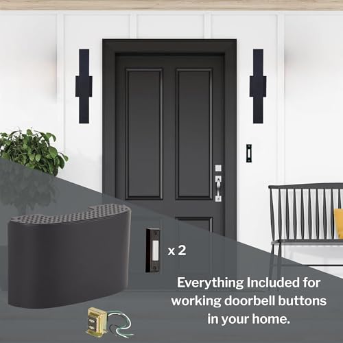 Flat Black Door Chime Kit with 2 Black Buttons K612