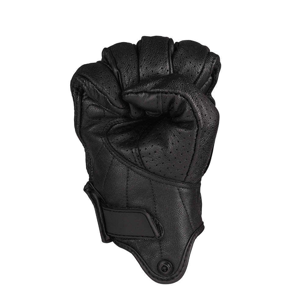Perforated Full Finger Leather Motorcycle Gloves Y16173