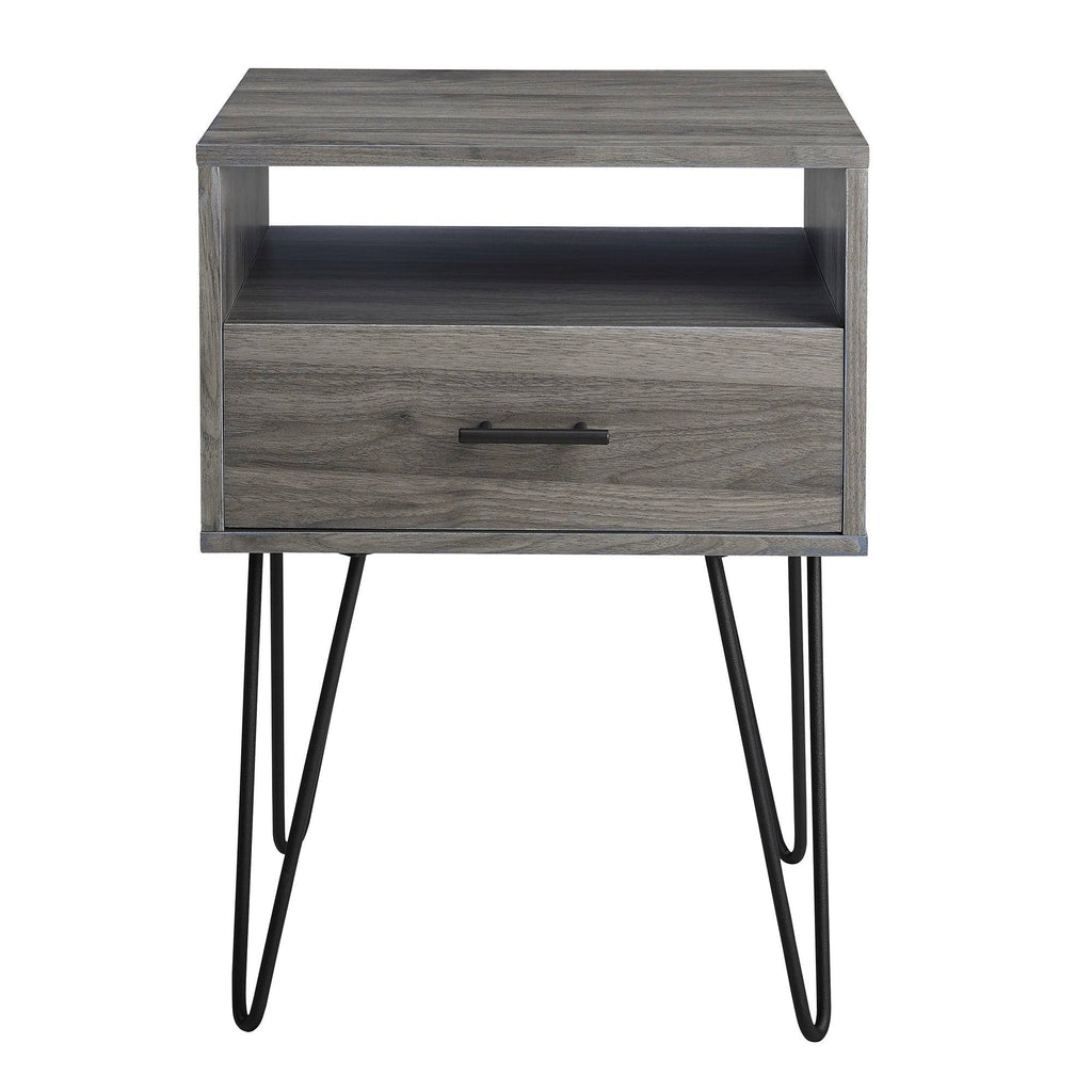 18-inch 1-Drawer Hairpin Side Table - Slate Grey U679409