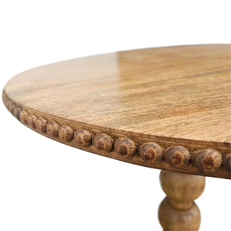 21 Inch Round Mango Wood Side End Table Y646