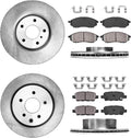 Front and Rear Brake Rotors + Brake Pads + Clips I710079
