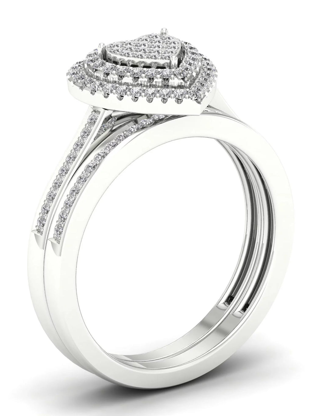 1/3Ct Diamond S925 Sterling Silver Heart Bridal Set B46331