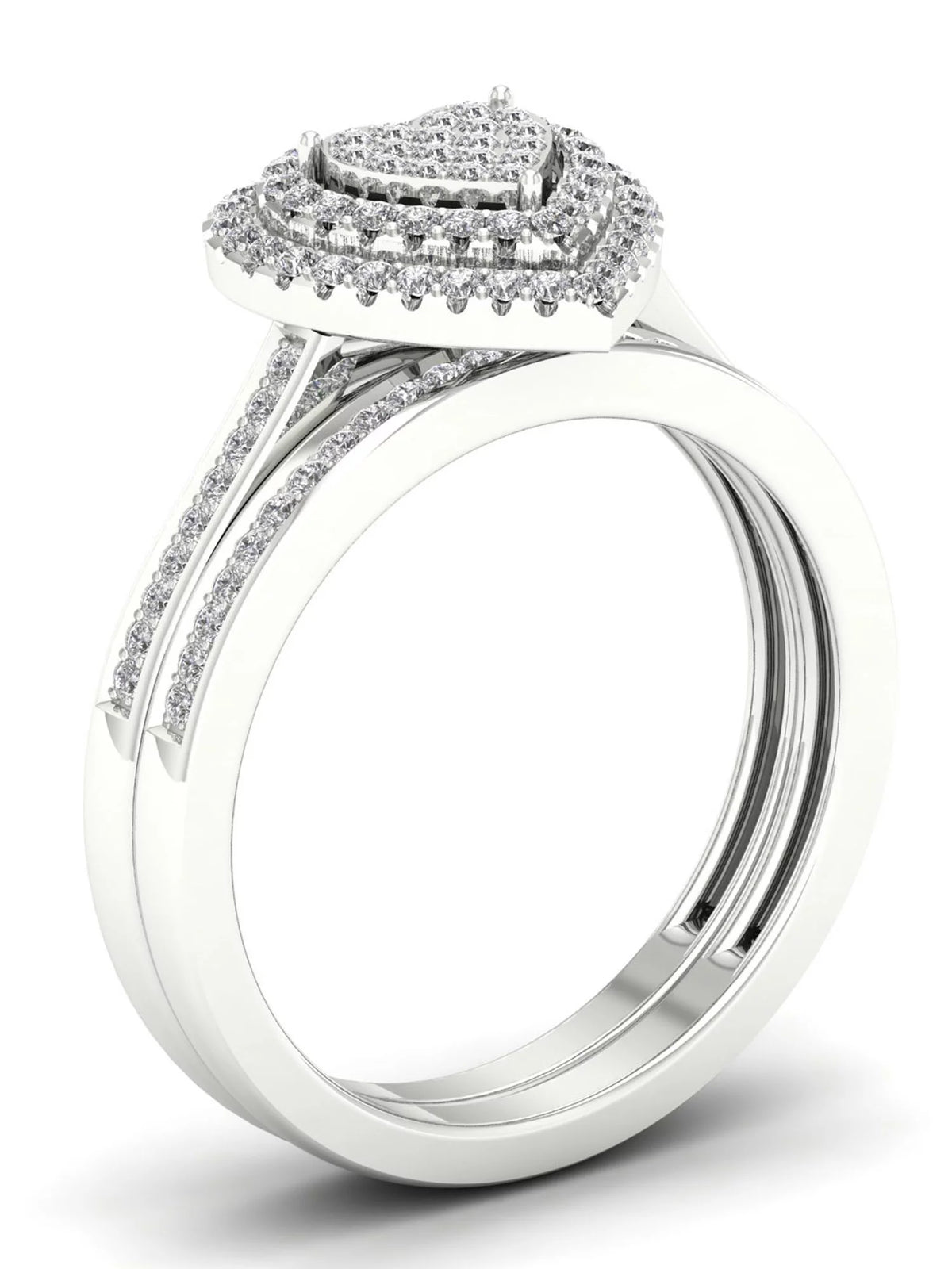 1/3Ct Diamond S925 Sterling Silver Heart Bridal Set B46331