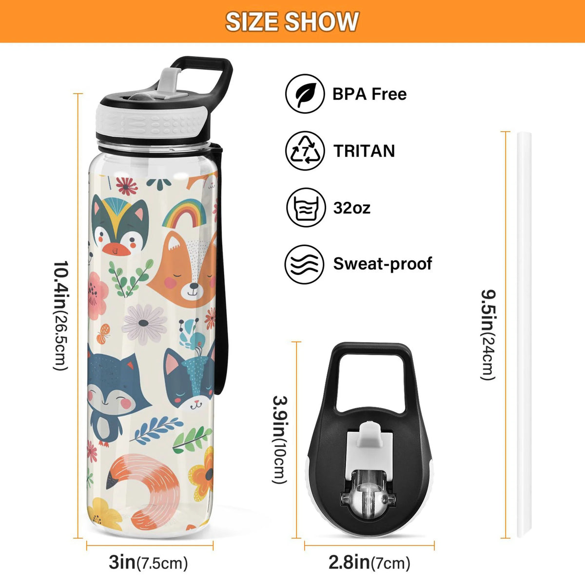 32oz Tritan Sports Water Bottle with Straw O2848