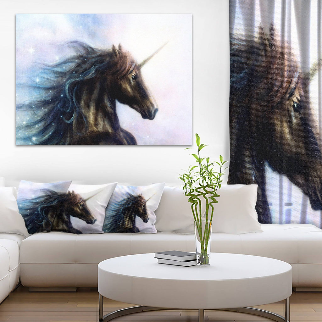 Black Unicorn Animal Canvas Art Print E97943