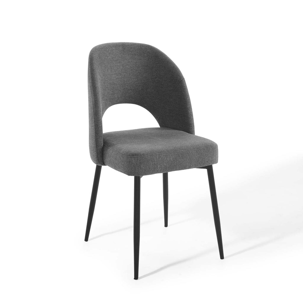 Black Charcoal Upholstered Fabric Dining Side Chair Set of 2 Q78068
