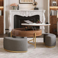 32" Round Lift Top Marble Coffee Table Set with Hidden Storage & Nesting Ottomans H274