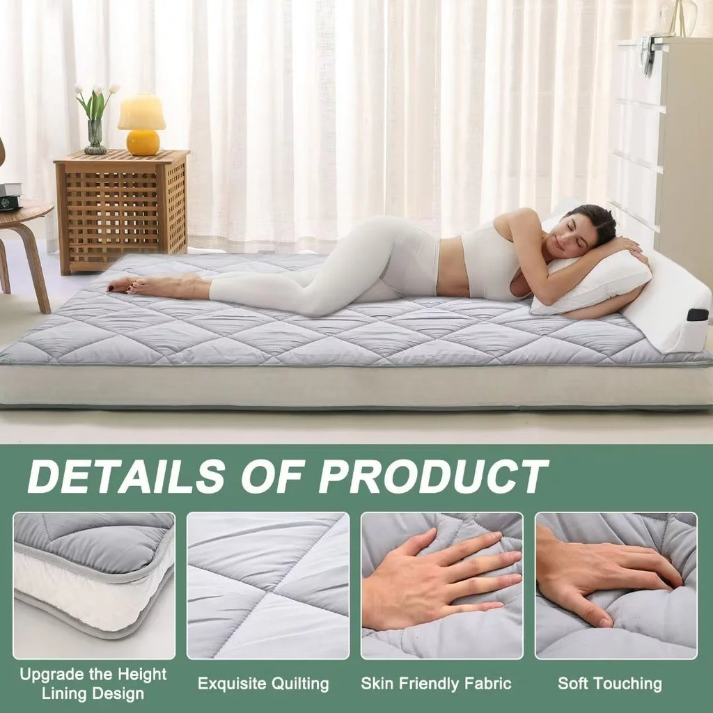 Japanese Floor Mattress Futon Mattress, Foldable Roll Up Mattress, Coffee, Full Size S756