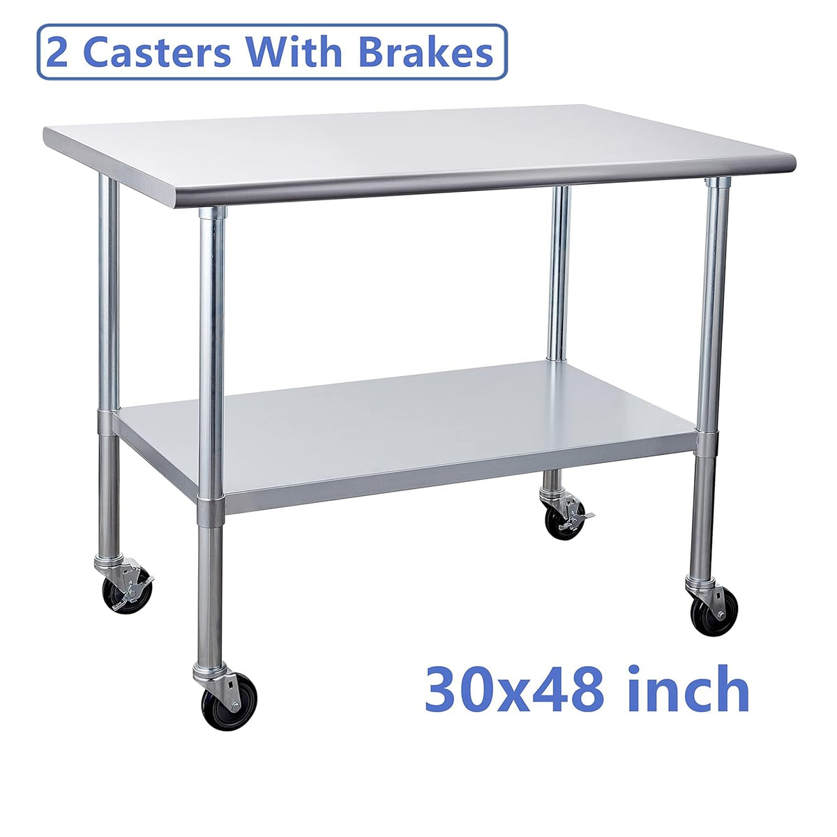 Stainless Steel Table 30 x 48 Inches with Caster Wheels U9595