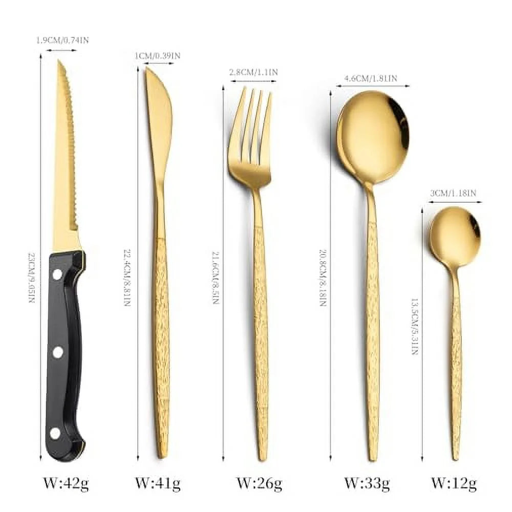 20 Piece Stainless Steel Silverware Set with Steak Knives W6865