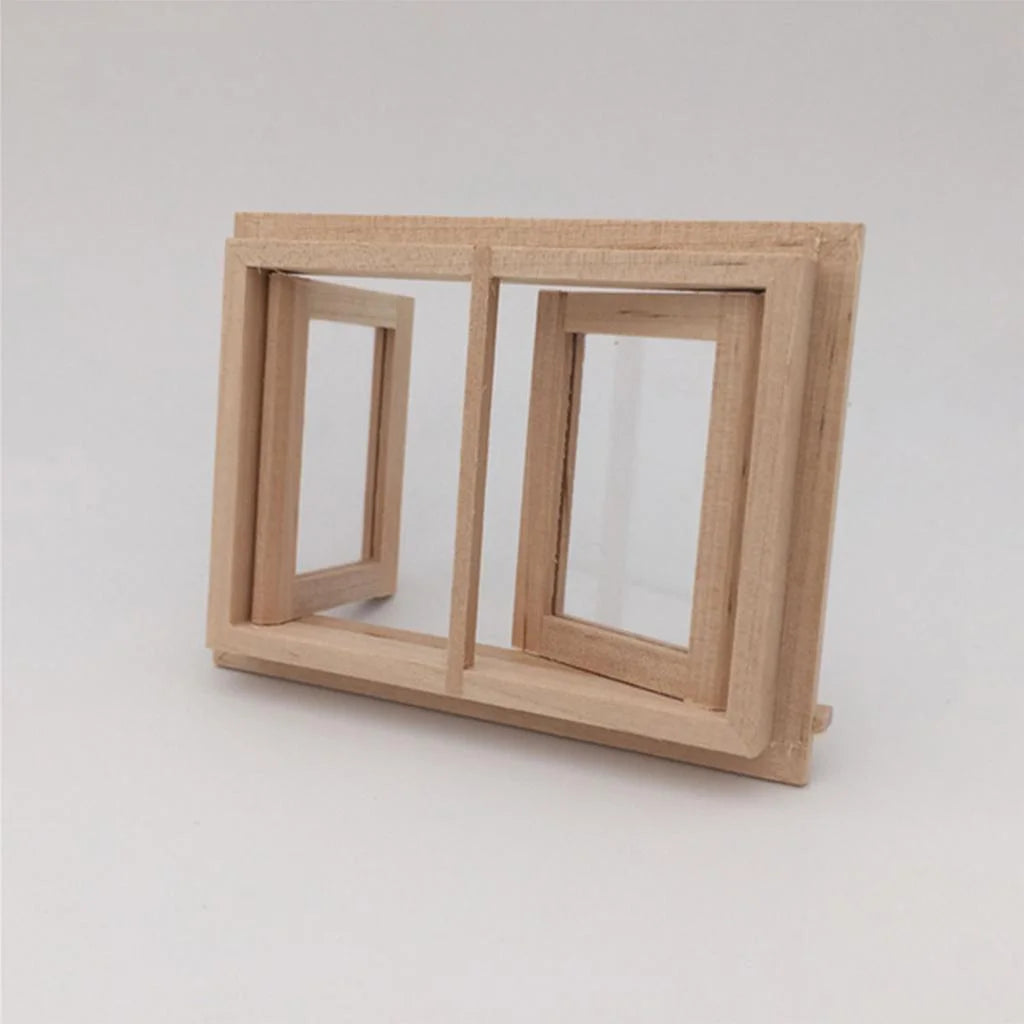 3 Pieces 1/12 Dollhouse DIY Unpainted 2-Pane Window Frame S647
