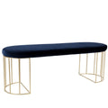 Gold Blue Velvet Dining Entryway Bench A25770