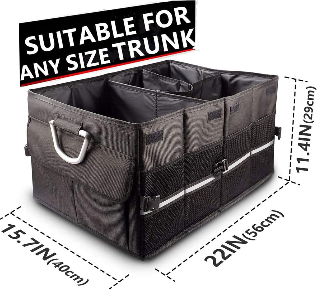 Car Trunk Organizer With Two Lids, Expandable Large Capacity, Non-Slip Bottom, Oxford Fabric Q1642