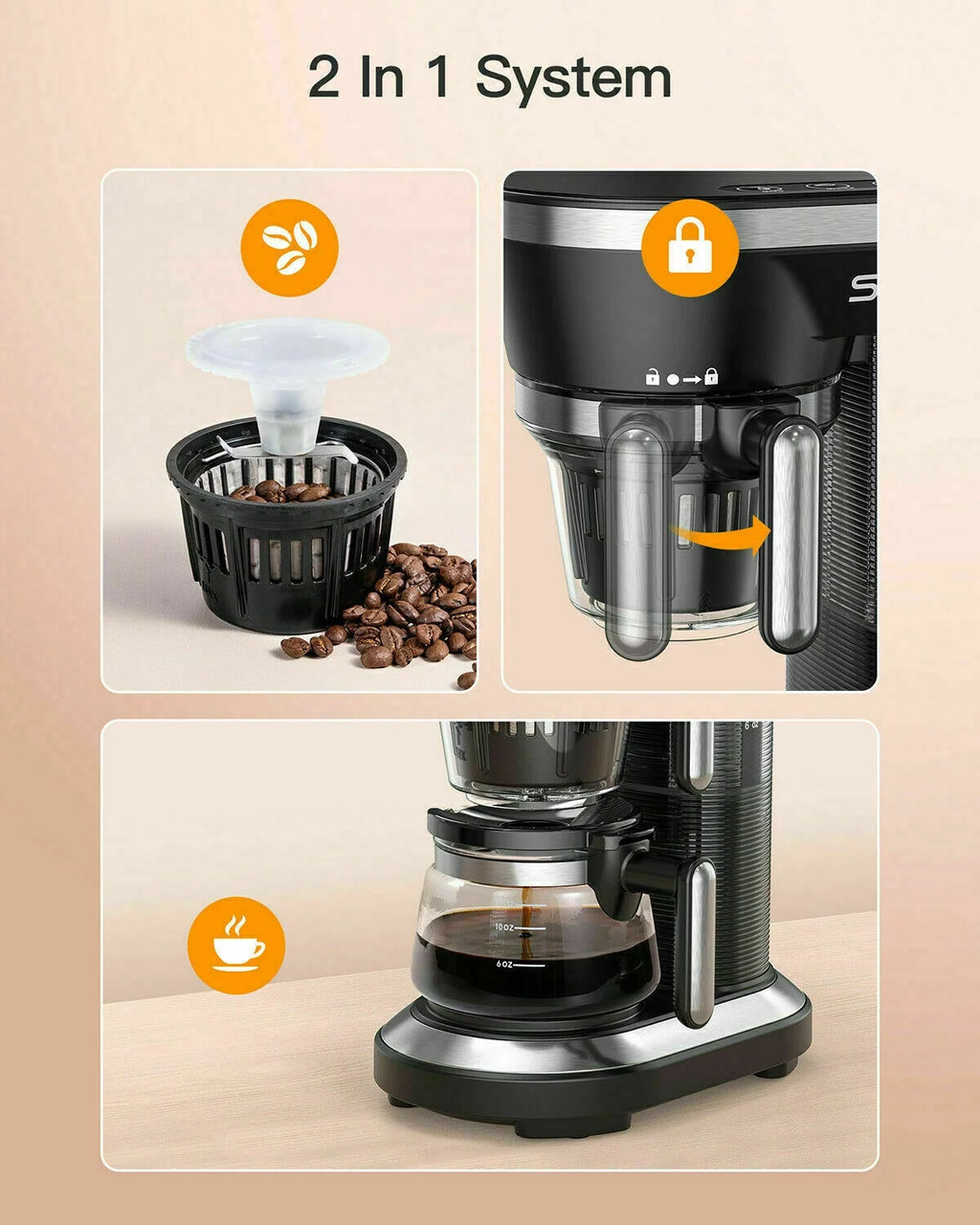 Automatic Coffee Maker & Grinder Single Cup V302889