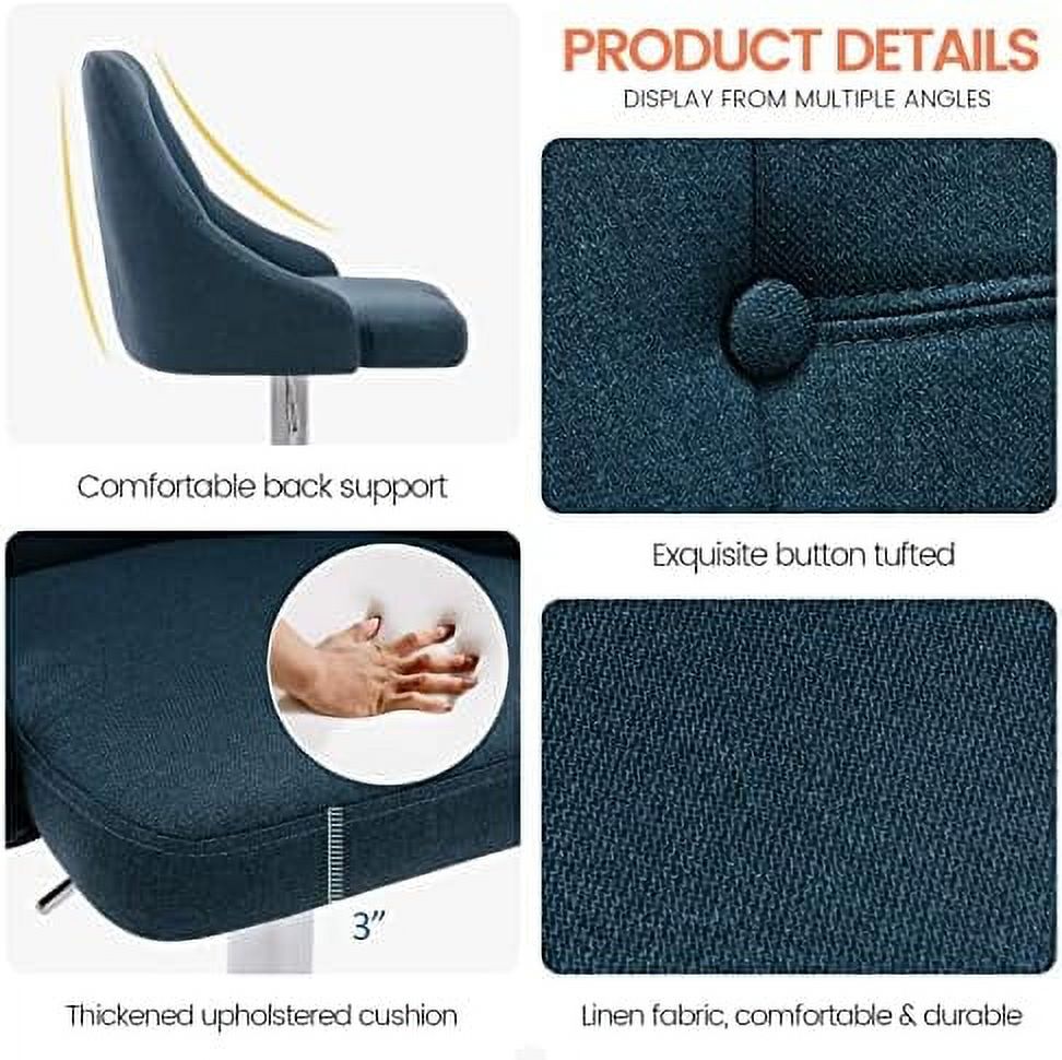 Adjustable Fabric Tufted Swivel Barstool with Back D520
