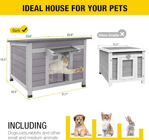 Cat House with Escape Door Insulated Weatherproof Roof T724920