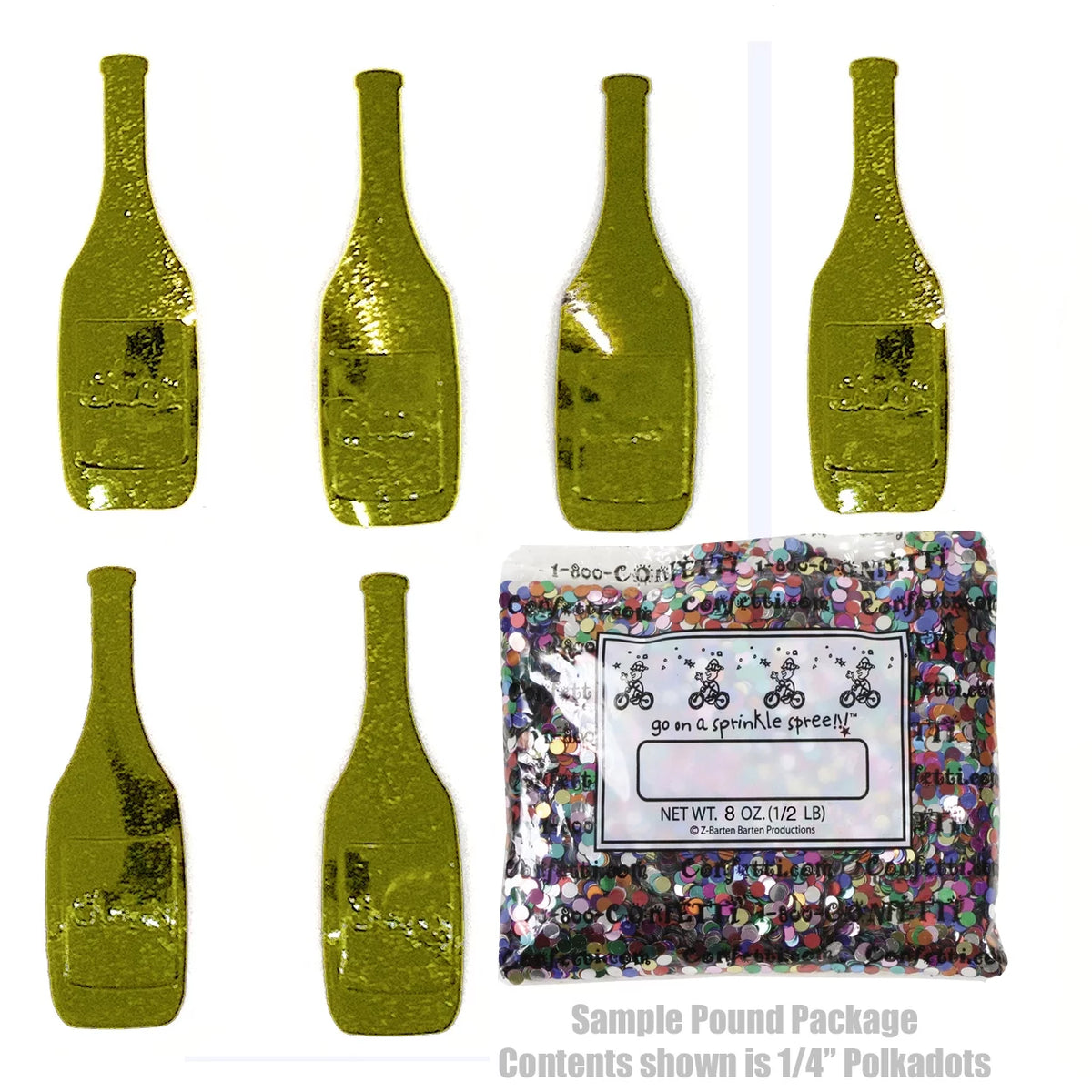 Confetti Champagne Bottle Gold 8 oz S6177