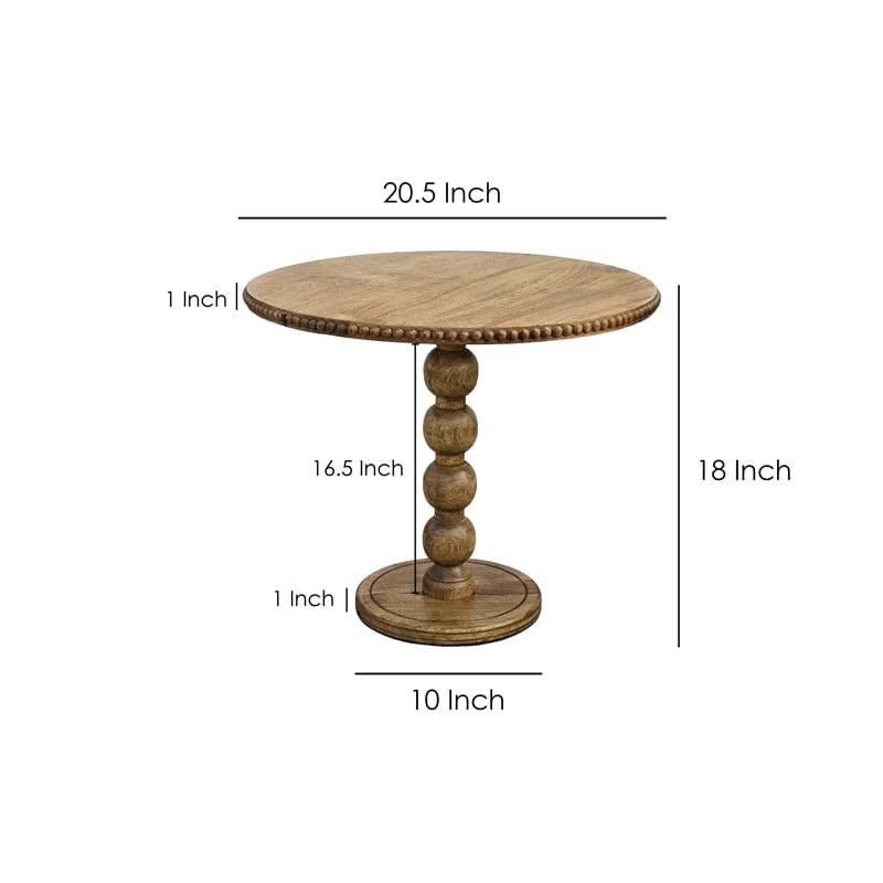 21 Inch Round Mango Wood Side End Table Y646