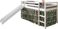 Twin Light Espresso Kids Loft Bed with Slide and Tent W5160