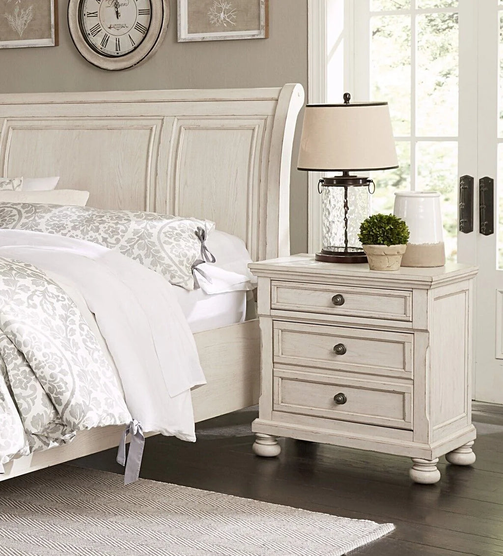 White Queen Size Platform Storage Bed Nightstands Dresser Mirror 6pc Set G198
