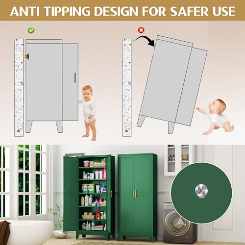 White Metal Pantry Cabinet with 2 Door and 5 Adjustable Shelves G855