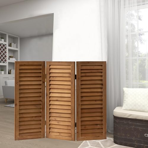 White 3 Panel Wood Folding Room Divider I947089