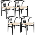 Set of 4 Black Weave Dining Chairs Metal Frame U4286
