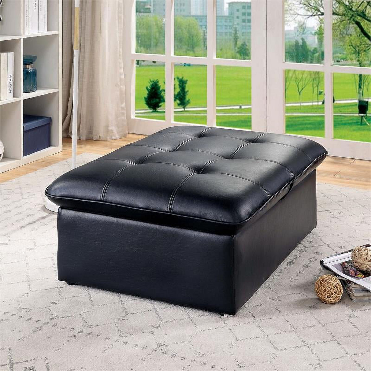 Black Faux Leather Tufted Futon Chair D142303
