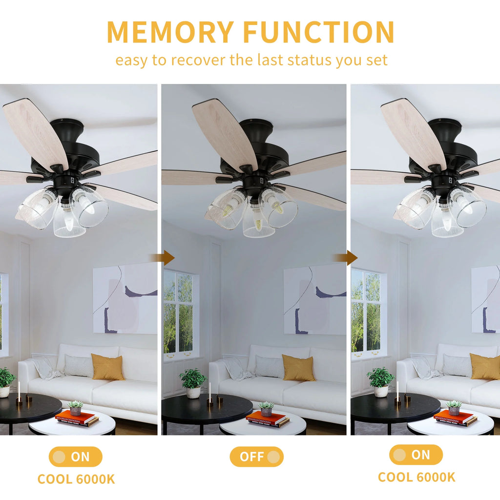 52in Ceiling Fan with Light and Remote N661635