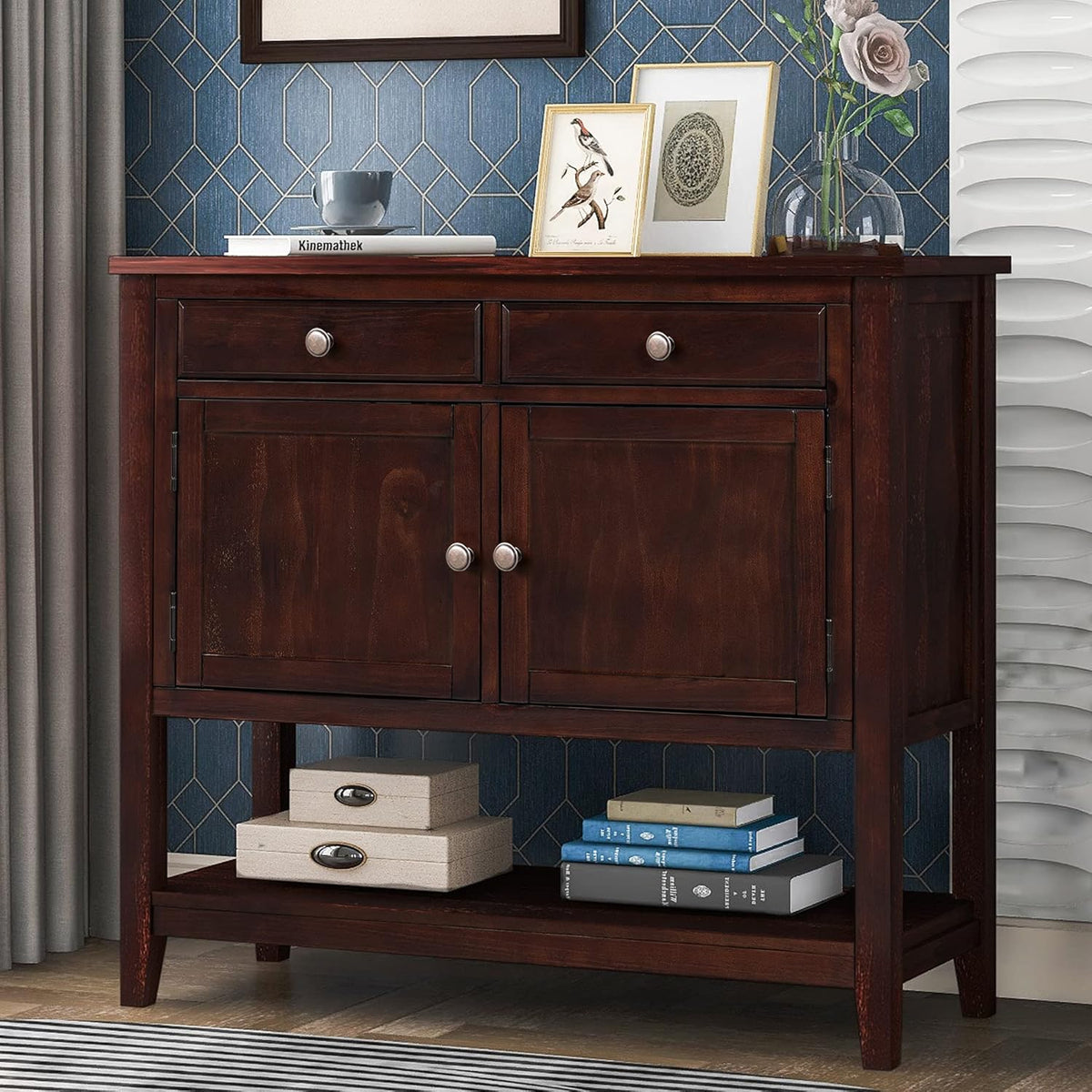Brown Wood Console Sofa Table with Drawers L865046