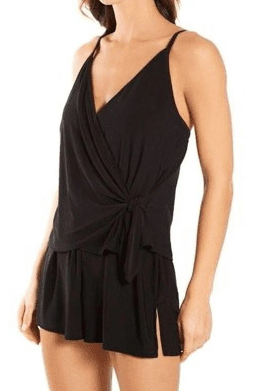 Black Wrap-Tie One-Piece Swimsuit T45098