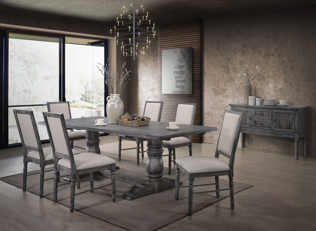 88" Light Gray and Gray Solid Wood Dining Table T726